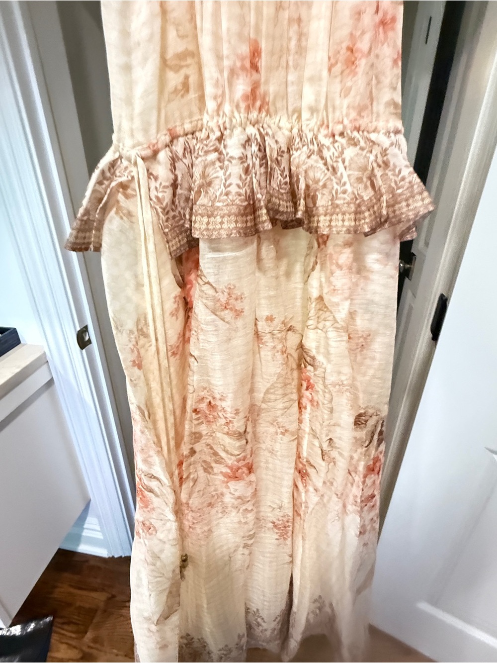 Zimmermann Cream and Peach Floral Halter Maxi Dress - Picture 5 of 7